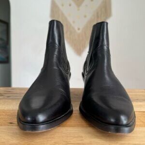 Men's Black Leather Chelsea Boots - Classic Slip-On Dress Boot